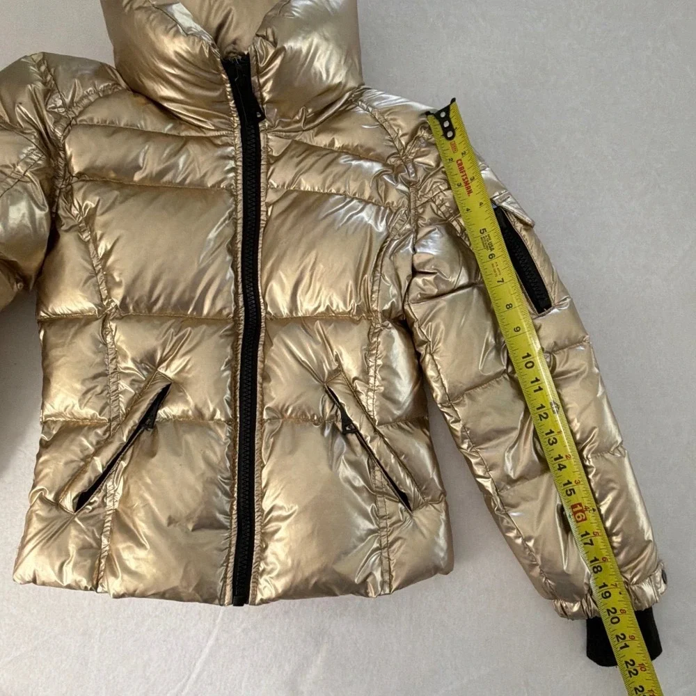 SAM New York Girls Sz 10 Freestyle Down Puffer Jacket Gold Metallic Kids Coat